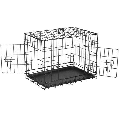 Dog Crate with Divider Panel,24 Inch Double Door Folding Metal Wire Dog Cage with Plastic Leak-Proof Pan Tray, Pet Kennel for Indoor Dog Crate with Divider Panel,24 Inch Double Door Folding Metal Wire Dog Cage with Plastic Leak-Proof Pan Tray, Pet Kennel for Indoor
